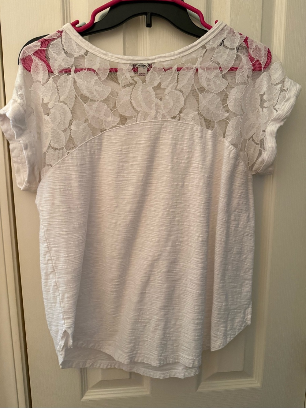 Merona White Lace Yoke Short Sleeve Blouse - Picture 3 of 3